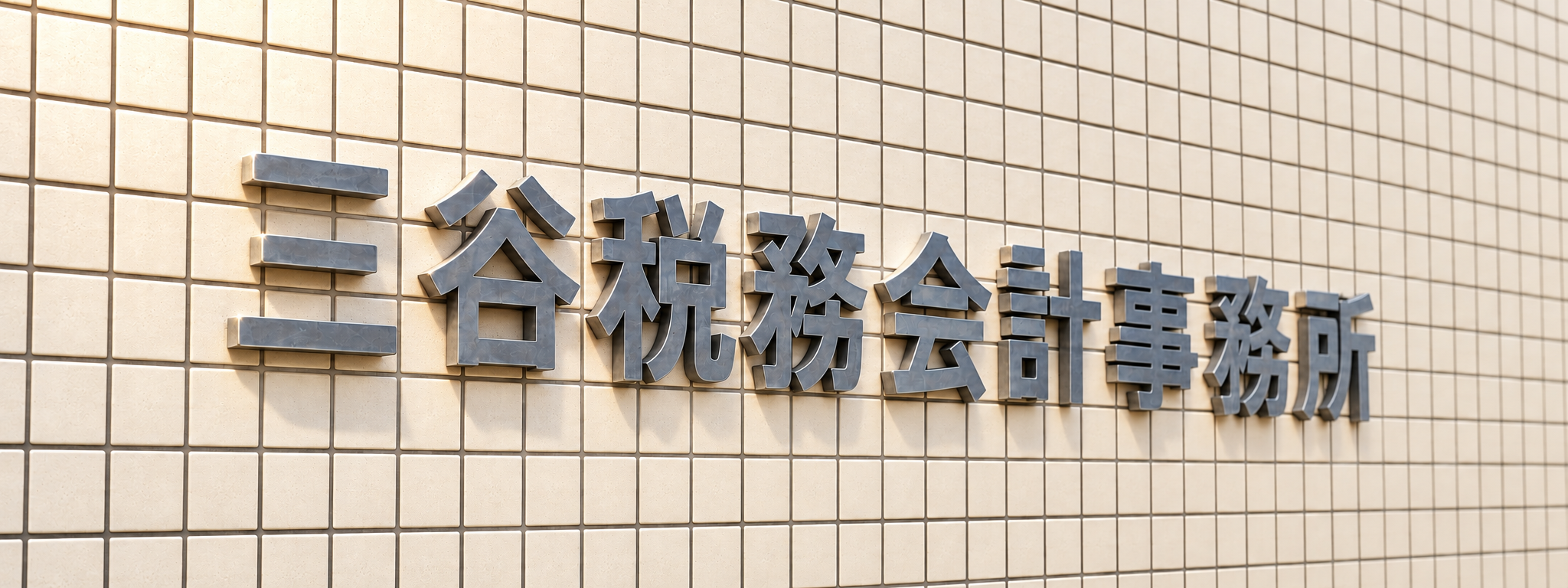三谷税務会計事務所の看板(AIで角度と日差しを加工)